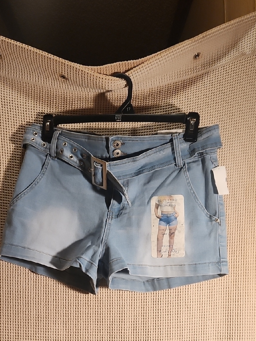 Thread & Supply Light Blue Denim Jean Shorts with Belt